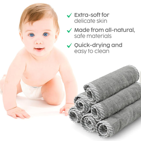 San Francisco Baby Washcloths for Newborn – Rayon from Bamboo Washcloths, Baby Wash Cloths Soft, Wash Cloths for Babies, Baby Wash Cloth – 6 Piece...