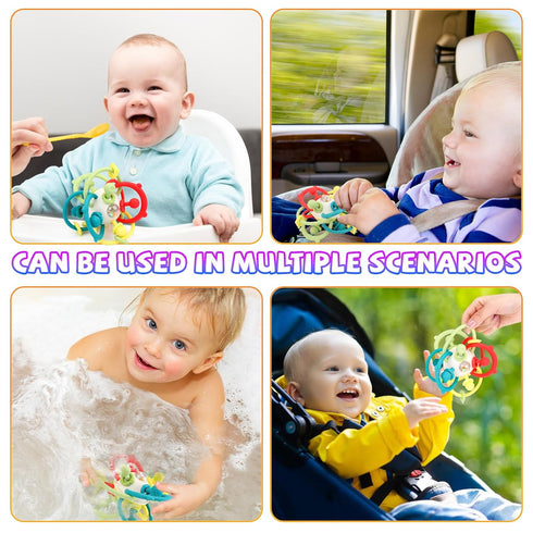 Baby Teething Toys Montessori Toys Food-grade Silicone Teether for 6-12 Months Baby Toys 0-6 Months Infant Sensory Toys Rattle 12-18 Months 1 Year...