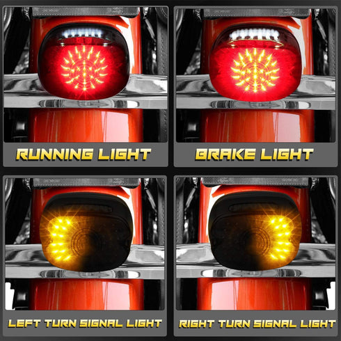 NTHREEAUTO Smoked LED Tail Light Brake Turn Signal Light Low Profile Taillights Compatible with Harley Road King, Sportster 883 1200, FXDL, FLST, ...