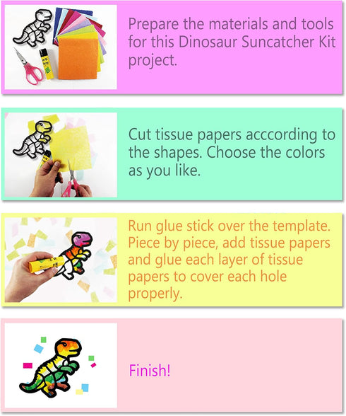 Suncatchers Craft 3 Sets (9 Cutouts) w Tissue Papers Stained Glass Effect Paper Sun Catcher Kit, Window Art, Classroom Crafts, Creative Art Projec...