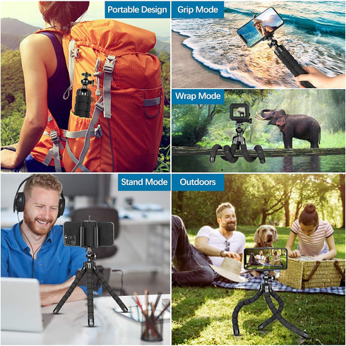 Phone Tripod, Flexible Mini Tripod for iPhone with Wireless Remote, Portable Cell Phone Tripode Stand for Video Recording Vlogging Selfie Compatib...