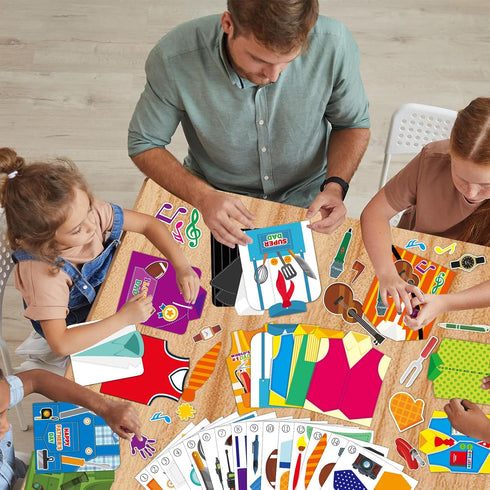 60 Packs Father's Day Card Making Kits for Kids Father's Day DIY Arts Crafts Father's Day Shirt Greeting Card with Stickers Handmade Crafting Card...