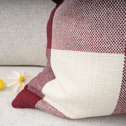 YOUR SMILE Christmas Retro Farmhouse Buffalo Tartan Chequer Plaid Cotton Linen Decorative Throw Pillow Case Cushion Cover Pillowcase for Sofa,Set ...