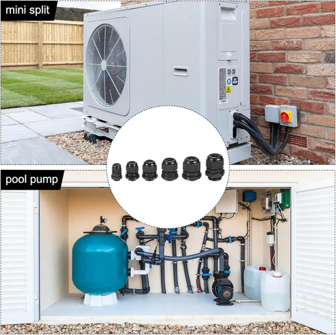 MECCANIXITY 50 Pcs Cable Gland Kit PG7 PG9 PG11 PG13.5 PG16 PG19 Adjustable Cable Connectors,Waterproof Tight Conduit Connector Plastic Conduit Fi...