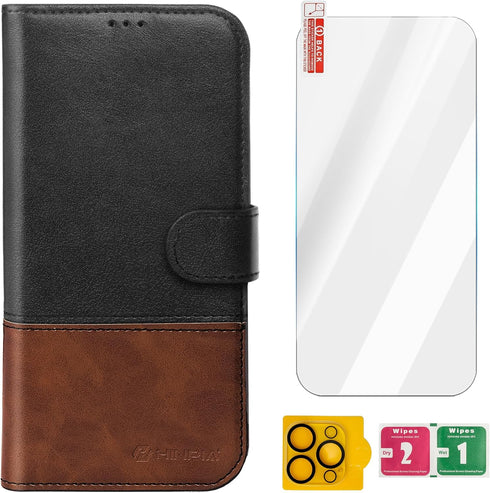 Wallet Case for iPhone 15 Pro Max with RFID Blocking Credit Card Holder, PU Leather Folio Flip Kickstand Protective Shockproof Case Cover Women Me...