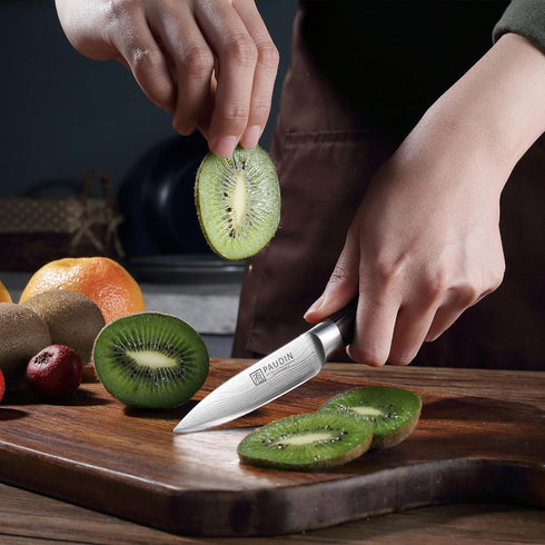 PAUDIN Paring Knife, 3.5 Inch Fruit Knife, High Carbon 5Cr15Mov Stainless Steel Forged Paring Knife, Ultra Sharp Small Kitchen Knife, Ergonomic Wo...