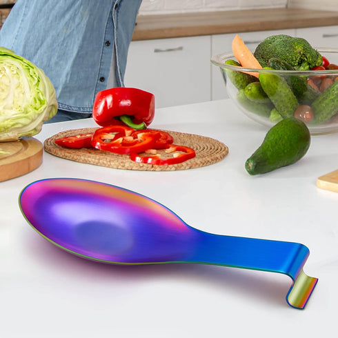 LIANYU Rainbow Spoon Rest for Kitchen Counter Stove Top, Stainless Steel Spatula Ladle Spoon Utensil Holder, Dishwasher Safe...