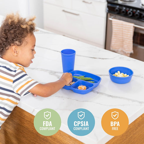 ECR4Kids My First Meal Pal Combo Set, Children's Tableware, Blue, 15-Piece...