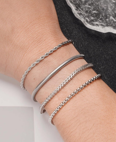 Tornito 8Pcs Chain Bracelet Stainless Steel Curb Width Rope Figaro Cuban Link Paperclip Twist Chain Bracelets Set for Men Women 7.5/8.3/9.0 Inches...