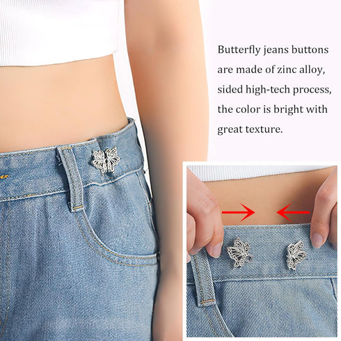 8 Sets Pant Waist Tightener,Adjustable Detachable Decorative Waist Buckles, Jeans Buttons for Loose Jeans,Crystal Pants Clips for Waist (Gold)...