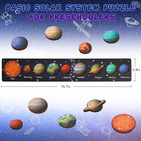 Solar System Puzzle for Kids 3-6, Wooden Space Toys for Kids, Planets for Kids, Preschool Learning Activities, Gift for Boys, Girls...
