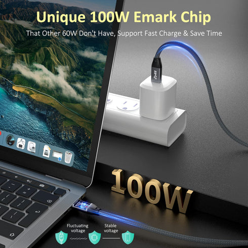 USB C 3.2 Gen 2 Cable, 5Ft USB C to C Video Cable 4K Display 100W PD Charging 20Gbps Data Transfer for Thunderbolt 4/3 Compatible with MacBook Pro...