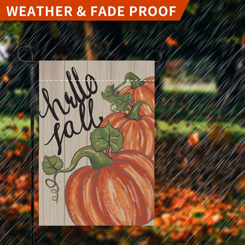 Fall Garden Flag 12x18 Inch Double Sided, Happy Fall Pumpkin Yard Flag Small Autumn Seasonal Outdoor Decoration...