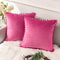 Ashler Throw Pillow Cases with Soft Pom Poms Velvet Plush Vibrant Elegant Cushion Covers, Pack of 2, Pink 20 x 20 inches 50 x 50 cm...