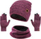 mysuntown Beanie Hat Scarf Gloves Set, Women Men Hats 3-Pieces, Fleece Lined, Touchscreen Gloves, Winter Hats for Women 2024...