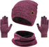 mysuntown Beanie Hat Scarf Gloves Set, Women Men Hats 3-Pieces, Fleece Lined, Touchscreen Gloves, Winter Hats for Women 2024...
