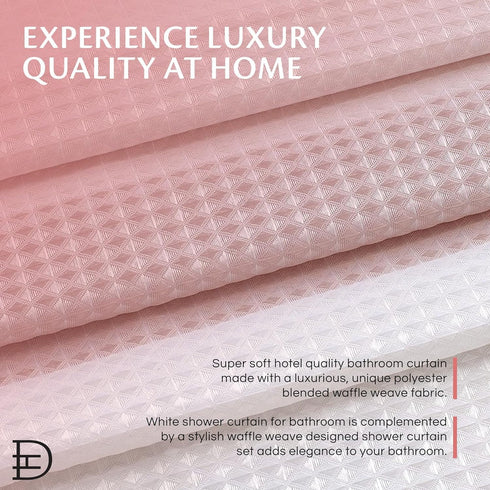 Dainty Home Waffle Weave Shower Curtain - Ombre Striped Pattern in Blush 70" x 72" - Water Resistant Polyester Blend, Washable Shower Curtain - Pe...