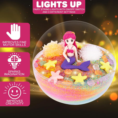 ArtCreativity Crystal Mermaid Terrarium Kit for Kids - Mermaid Craft STEM Project for Toddlers 4-6 - Adorable Mermaid Gift for Girls 5-7 with Fair...