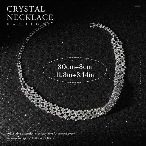 JEAIRTS Rhinestone Choker Necklace Silver Full Crystals Necklaces Sparkly Necklace Chain Jewerly Fashion Party Accessories for Women...