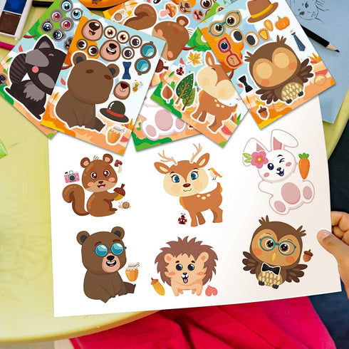 24 Sheets 8.3''×5.9'' Make Your Own Jungle Animal Stickers for Toddlers Kids Party Favors, Make a Face Stickers for Kids Activities Supplies Craft...