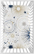 Sweet Jojo Designs Star and Moon Boy or Girl Fitted Mini Crib Sheet Baby Nursery for Portable Crib or Pack and Play - Navy Blue, Gold, and Grey Ce...