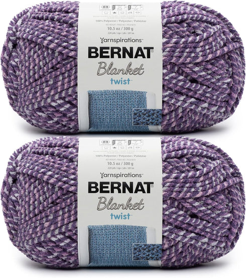 Bernat Blanket Twist Grape Kiss Yarn - 2 Pack of 300g/10.5oz - Polyester - 6 Super Bulky - 220 Yards - Knitting/Crochet......
