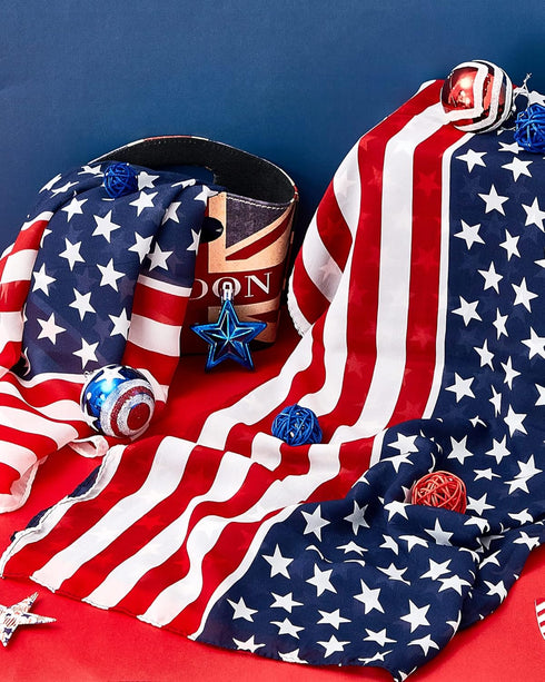 Tarpop 2 Pcs American Flag Patriotic Scarf Chiffon US Flag Scarf Long 4th of July Scarf Flag Shawl Independence Day(Bright Style)...