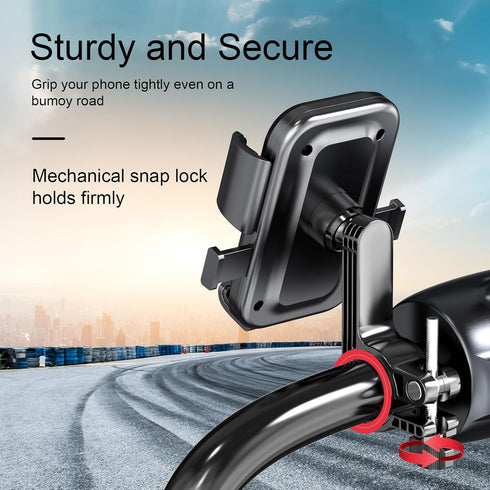 Bike Phone Holder, One Hand Operation and 360° Rotatable Phone Holder for Motorcycle and ATV Scooter, Compatible with iPhone, Samsung 4" - 6.9", (...