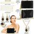 Quelay 4 Pcs Women Satin Clutch Purse Handbag Evening Bag for Wedding Banquet Handbag Vintage Necklace Earrings Jewelry Set...