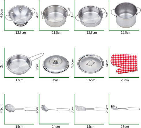 Play Pots and Pans Toys for Kids, Kitchen Playset Pretend Play Toys - Pretend Cookware Mini Stainless Steel Cooking Utensils Development Toys for ...