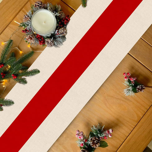 Seliem New Year 2025 Red Stripe Table Runner, Merry Christmas Tabletop Scarf Home Kitchen Winter Holiday Striped Decor, Seasonal Xmas Farmhouse Ru...
