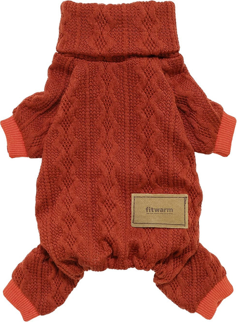 Fitwarm Knitted Dog Sweaters, Turtleneck Pet Pajamas, Dog Winter Clothes for Small Dogs Boy Girl, Cat Apparel, Dark Orange, XXL...
