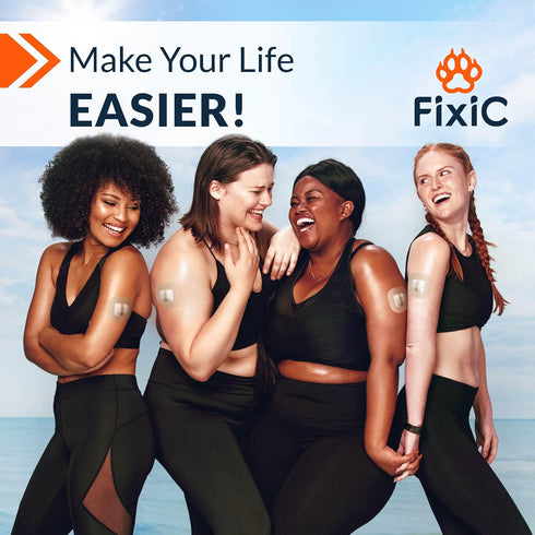 Fixic - 25 Pack - Adhesive Patches - Perfect for Omnipod - The Best Waterproof Adhesive Covers for Omnipod Sensors - Pre-Cut Back Paper - Long Fix...