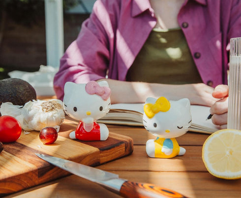 Sanrio Hello Kitty and Mimmy Ceramic Salt and Pepper Shakers, Set of 2 | Spice Dispenser Storage Canisters...