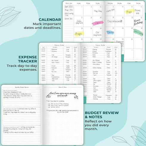 GoGirl Budget Planner – Monthly Financial Planner Organizer Budget Book. Expense Tracker Notebook Journal to Control Money, A5 (Turquoise)...