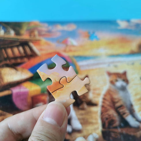 500 Pieces Jigsaw Puzzles for Adults - Difficult Puzzles for Adults Challenging - Cats Seaside Sunset...