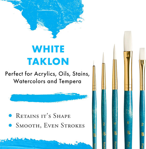 Princeton Art & Brush Princeton Real Value, Series 9100, Paint Brush Sets for Acrylic, Oil & Watercolor Painting, Syn White Taklon (Rnd 3/0, 2, 4,...