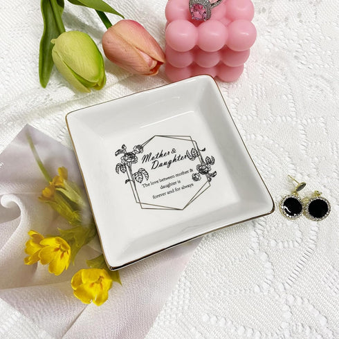 Gifts for Mom from Daughter Son Ceramic Jewelry Dish Tray Mother's Day Birthday Gifts for Women Jewelry Ring Dish...