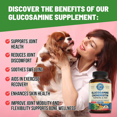 Glucosamine Chondroitin MSM Turmeric Boswelia - Joint Support Supplement. Helps with Inflammatory Response, Occasional Discomfort Relief for Knees...