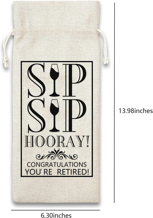 Retirement Wine Gift Bag, Funny Sip Wine Bags for Wine Bottle Retirement Gifts for Women Men 2024, Retirment Party Decorations, Goodbye Farewell L...
