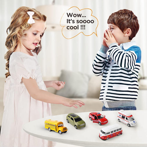 Die-cast Metal Toy Cars Set of 5, Openable Doors, Pull Back Cars Ambulance, Gift Pack for Kids (Official Car ?)...