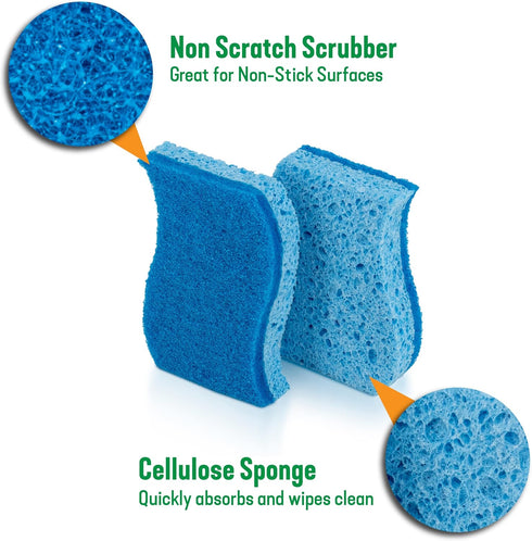 Pine-Sol Non Scratch Scrub Sponges - Double Sided Dish Scrubber Safe for Nonstick Cookware - Kitchen Essentials for Dishwashing and Cleaning, 2 Pa...