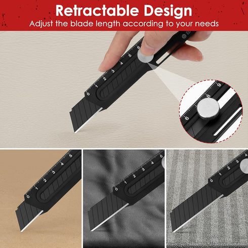 BIBURY 2 Pack Utility Knife, Heave Duty Full Stainless Steel Retractable Box Cutter with 10PCS replaceable Blades (18mm Wide), Multi-functional Ex...