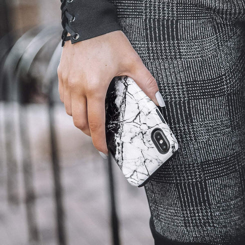 BURGA Phone Case Compatible with iPhone 11 PRO - Hybrid 2-Layer Hard Shell + Silicone Protective Case -Fatal Contradiction Black and White Marble ...