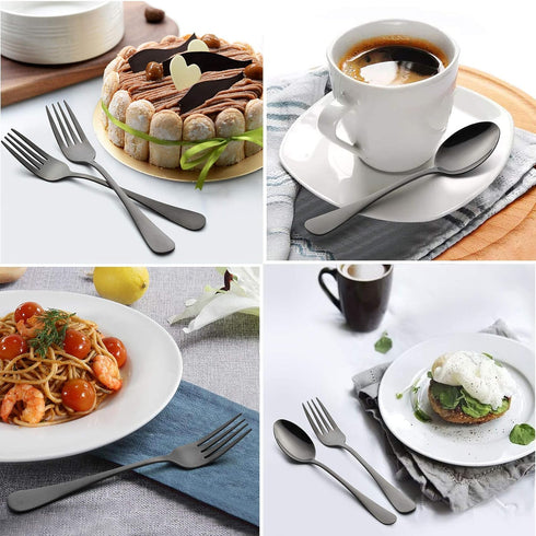 LIANYU Black Silverware Flatware Set for 2, 10-Piece Stainless Steel Cutlery Set, Mirror Finished, Dishwasher Safe...