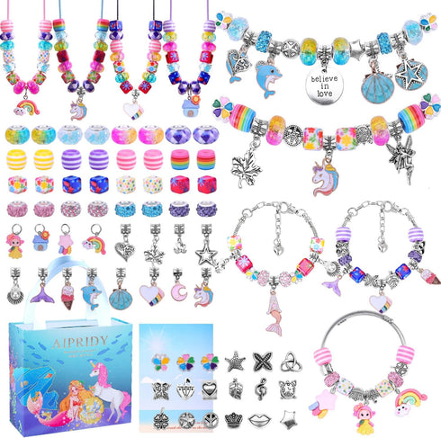 AIPRIDY Charm Bracelet Making Kit,Unicorn Mermaid Crafts Gifts Set Can Inspires Imagination and Creativity,Jewelry Making Kit Perfect Gifts for Gi...