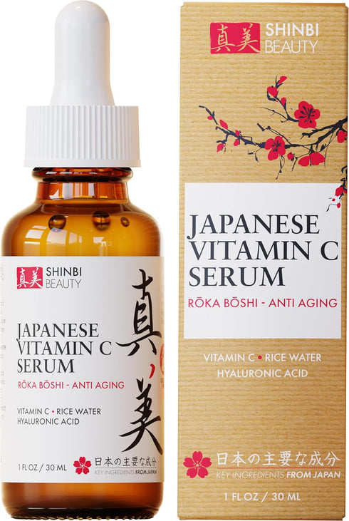 Japanese Vitamin C Serum With Rice Water + Hyaluronic Acid - Japan Skincare Products for Anti Aging Anti Wrinkle J Beauty Glow 1oz...