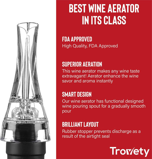 Aerators For Wine - Hawk-Bill Shape for Easy, No Drip Wine Aerator Pourer - Unique Built-In Aerator System for Fast Decanting - Can Fit Most Bottl...