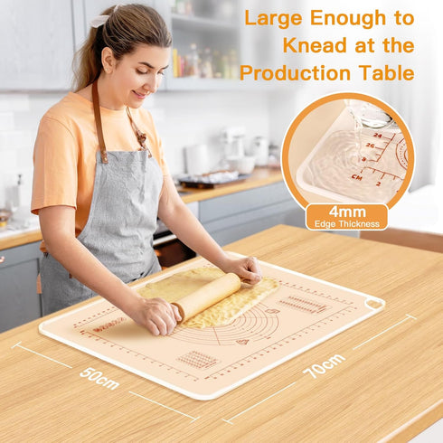 2024 Upgrade Silicone Baking Pastry Mat with Cutter,4mm High Edge&Non-slip&Non-stick Dough Rolling Kneading Mat,Fondant/Crust Mat,Kitchen Counter ...