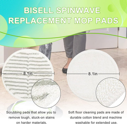 2124 Replacement Pads for Bisell Spinwave Spin Mop, (2 Scrubby Pads and 4 Soft Pads) Compatible with Bisell Spinwave 2039, 2039A, 2039Q, 2039T, 20...